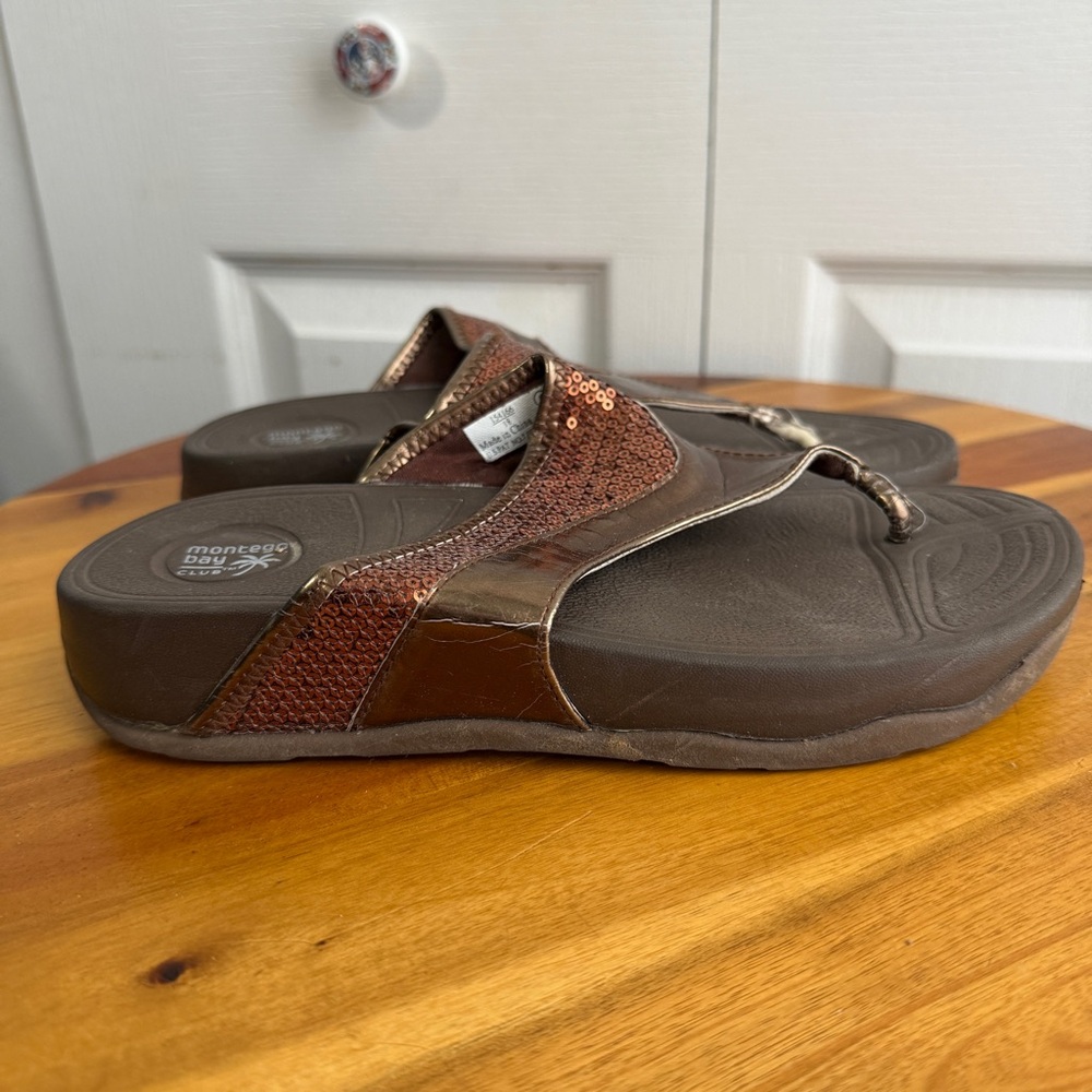 Montego Bay Club sequins thong sandals size 6